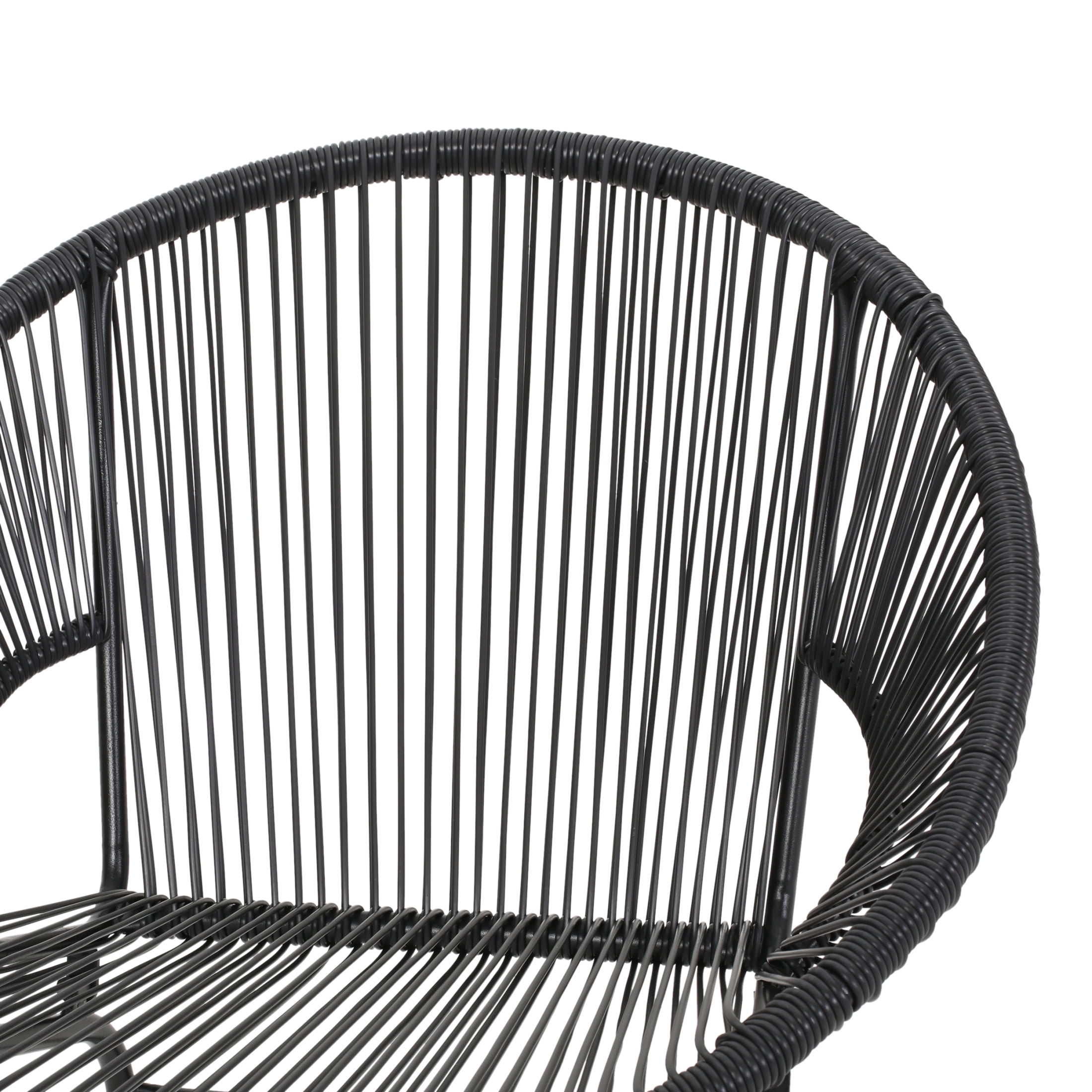 Christopher Knight Home 3-Piece Outdoor Patio Chat Set, Woven Rattan Club Chairs & Loveseat with Iron Frame, Black