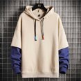 thumbnail image 2 of Fesfesfes Men's Hooded Long Sleeve Patchwork Pullover Hooded Top Blouse Clothes Sale, 2 of 4