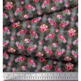 thumbnail image 2 of Soimoi Gray polyester Crepe Fabric Feather & Ranunculus Floral Print Sewing Fabric Yard 42 Inch Wide, 2 of 3