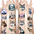 thumbnail image 1 of shiyou-Wolf Temporary Tattoos, 10 Sheets, 80 Patterns, Multicolor, Water Resistant, Kids, Party Favors & Decorations, 1 of 4