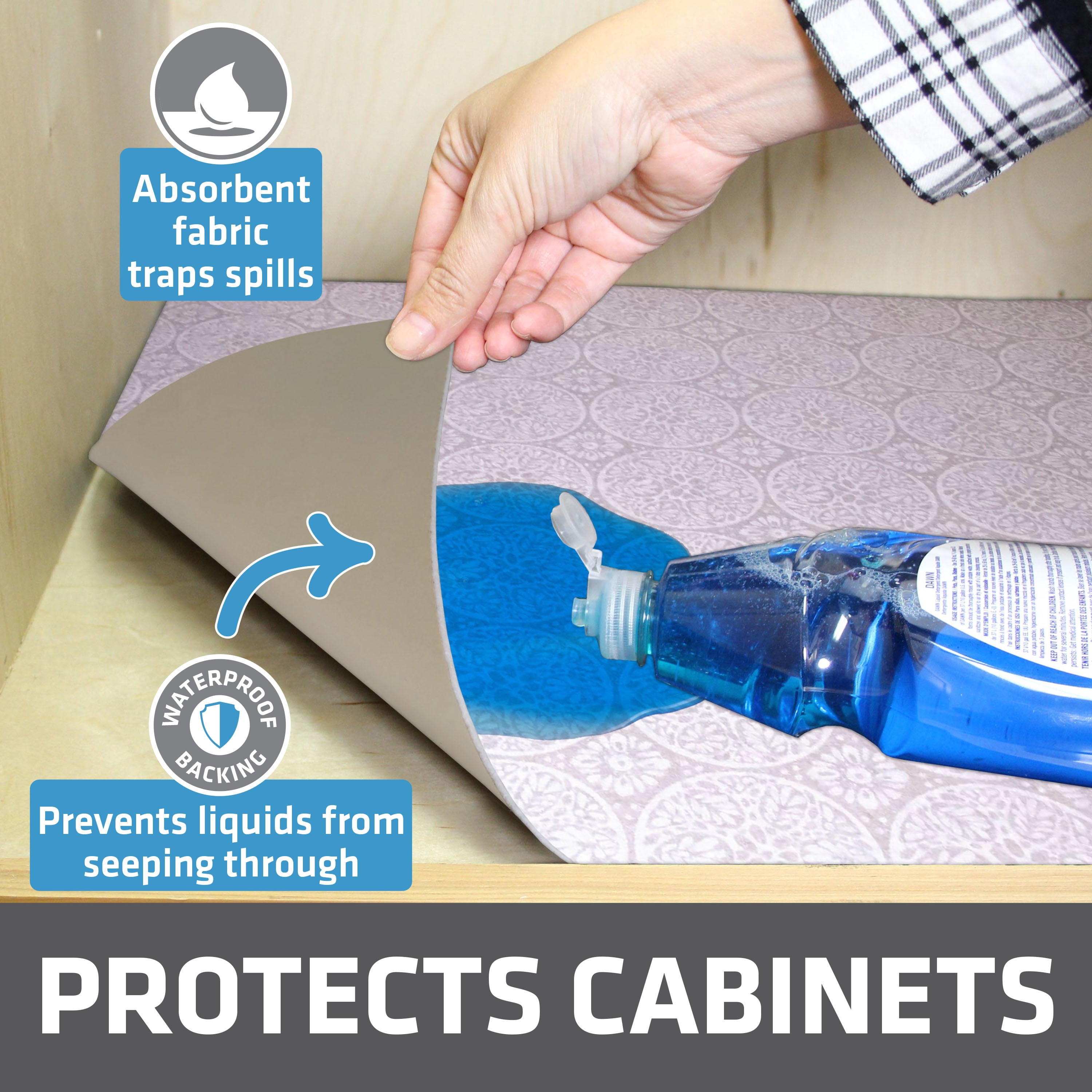 Drymate XL Under Sink Mat, Waterproof Cabinet Protection Mats for Kitchen & Bathroom, Absorbent Shelf Liners, Slip-Resistant, Non-Adhesive, Machine Washable, Durable (24”x59”)(Tan)