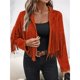 thumbnail image 4 of Chaquetas de Mujer de Piel Sintética de Ante con Flecos y Forro. Abrigos Cortos con Flecos. Imprescindibles de de Otoño. Rojo Óxido M, 4 of 7