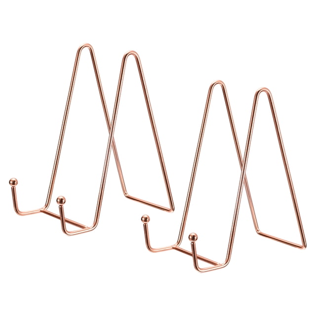 Unique Bargains 2Pack 6Inch Plate Stand for Display Iron Easel Plate Holder for Photo Rose Gold