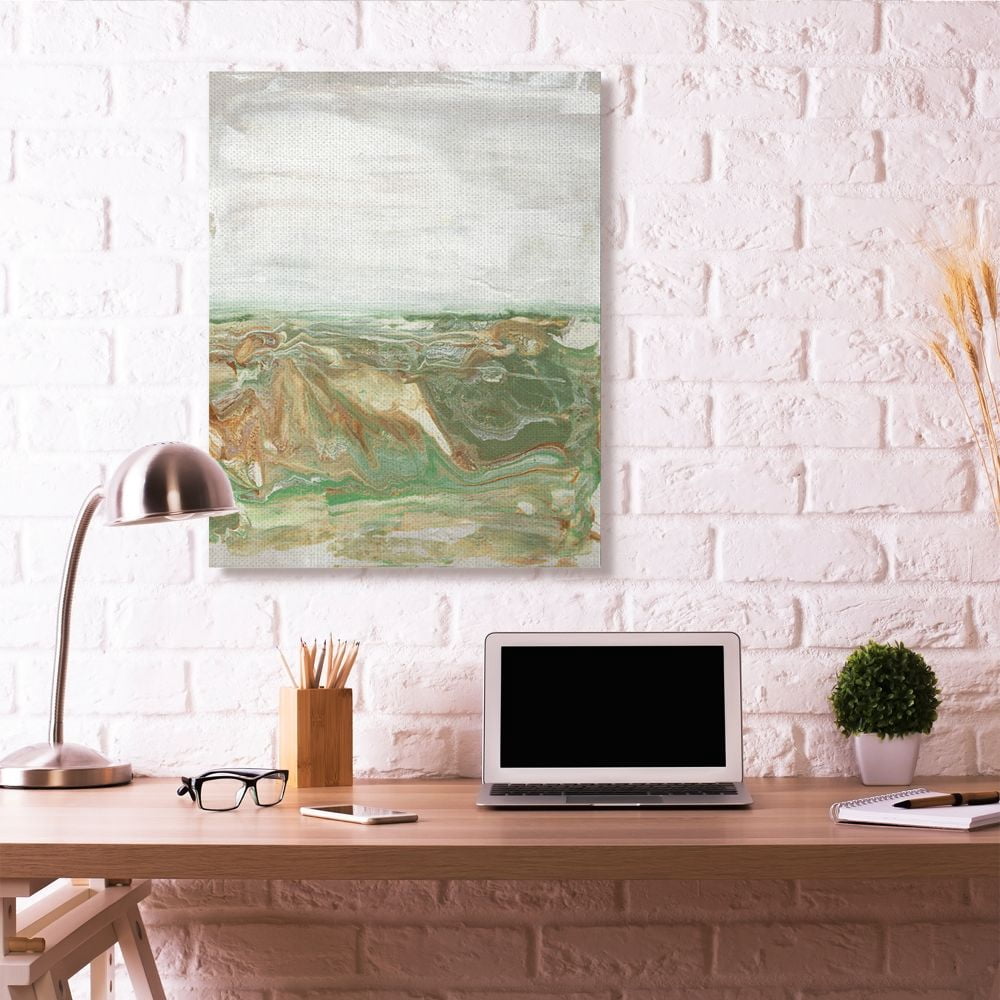 Stupell Industries Abstract Paint Fluid Brown Green Design Canvas Wall Art by Lila Bramma