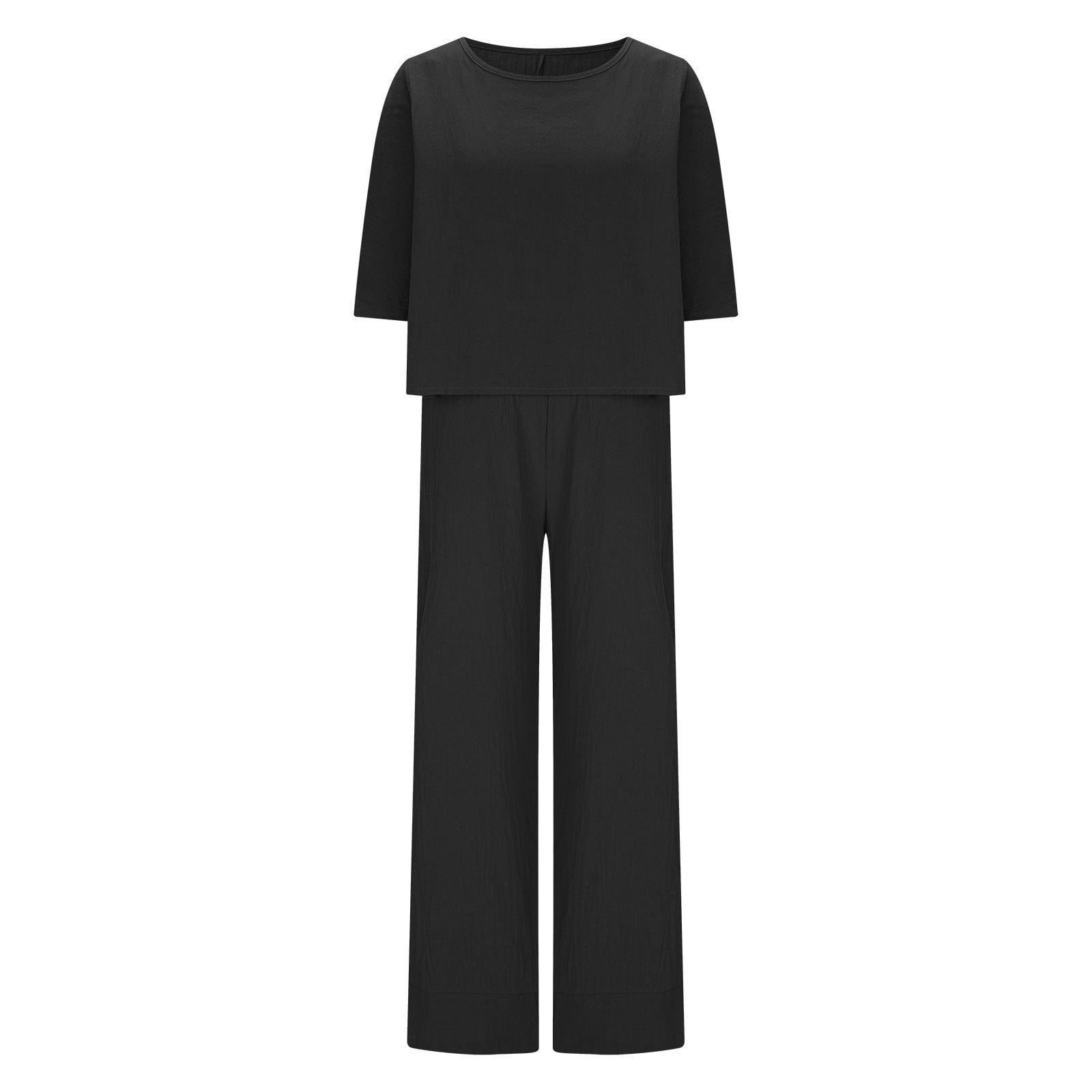UPPADA Women's 2 Piece Outfits Long Sleeve Velvet Tops and Comfy Wide Leg Pants Two Piece Lounge Sets Tracksuits Matching Ladies Lounge Fleece Set with Pockets Black,XXXXXL