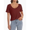 thumbnail image 4 of Women's Lightweight Short Sleeve V-Neck T-Shirt - Loose Fit Casual Summer Top, 4 of 6