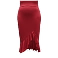 thumbnail image 4 of ZHOGXU Women's Dress Sleeveless Strapless Solid Color Ruffle Split Fashion Comfortable Elegant Slim Fit Dresses For Casual Daily Wear,Red,L, 4 of 5