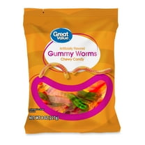 Great Value Gummy Worms Chewy Candy, 8 oz