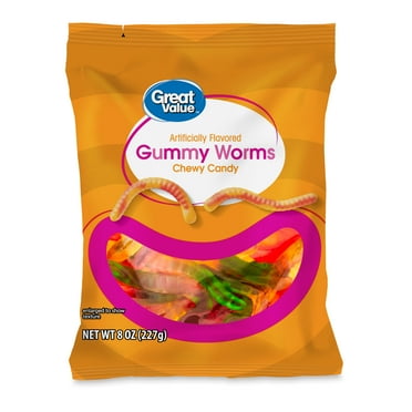 Great Value Gummy Worms Chewy Candy, 8 oz
