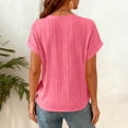 thumbnail image 6 of AKOEE Short Sleeve Tops for Women Button V Neck Plain Tshirts Casual T-Shirts Summer Basic TeeS (L, Hot Pink), 6 of 8
