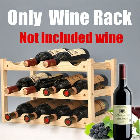 3 Layers Wooden Wine Rack 12 Bottles Storage Shelf Home Bar