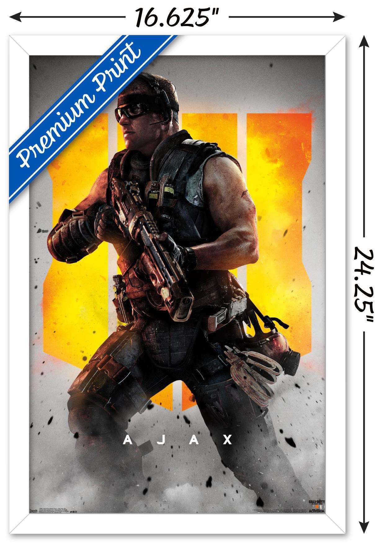 Call of Duty: Black Ops 4 - Ajax Key Art Wall Poster, 14.725" x 22.375", Framed