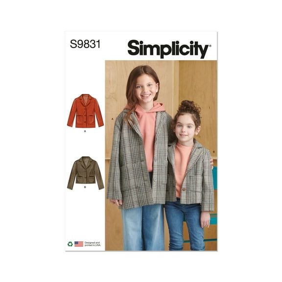 Simplicity Sewing Pattern 9831 - Children's and Girls' Jacket in Two Lengths, Size: HH (3-4-5-6)