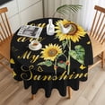 thumbnail image 3 of Yellow Sunflowers Round Tablecloth 60 inches You Are My Sunshine Butterflies Black Background Waterproof Oil-Proof Table Cloth Round Table Cover for Holiday Party Picnic Dinner Decor Indoor Outdoor, 3 of 9