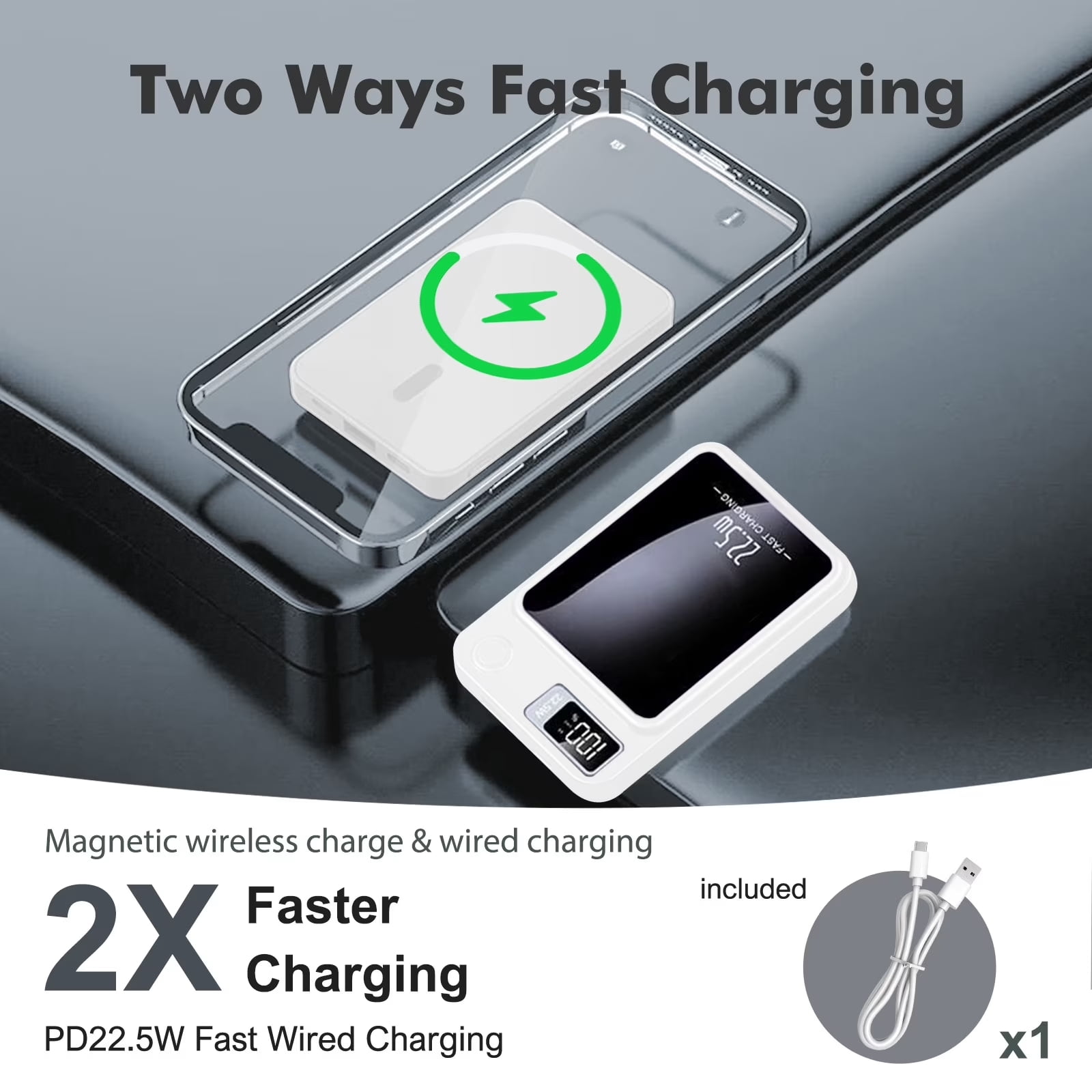 Magnetic Wireless Portable Charger, 5000mAh Power Bank with PD20w Fast Charging, USB C in&Out Battery Pack, Compatible with Mag-Safe for iPhone 17/16/15/14/13 Series, Samsung, Android, and More