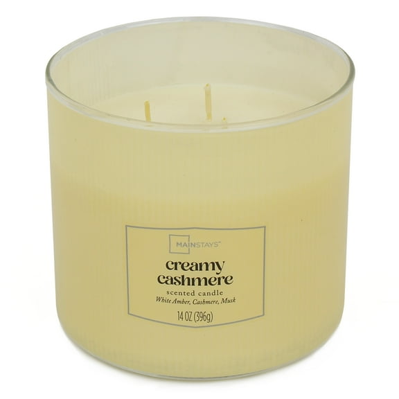 Mainstays Textured Wrapped Candle Creamy Cashmere, 14 Ounce