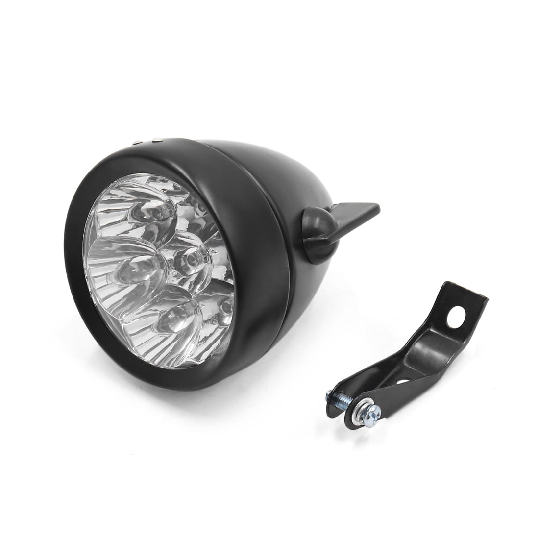 Black Shell Retro Style 7 White  Bike Bicycle Front Light Headlight w Bracket