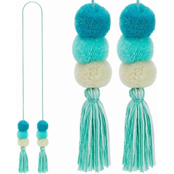 2Pcs Pom Pom Purse Charm Bulk Blue Polyester Fluffy Pompom Balls Handbags Straw Bags Pendant Ornaments Keychain Charms