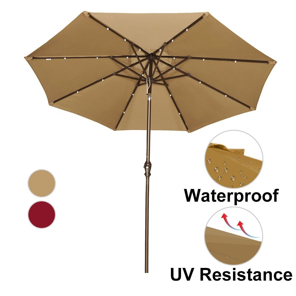 Abba Patio 9-Ft Round Patio Umbrella with 24 Solar Powered LED Lights, Push Button Tilt... by Abba Patio
