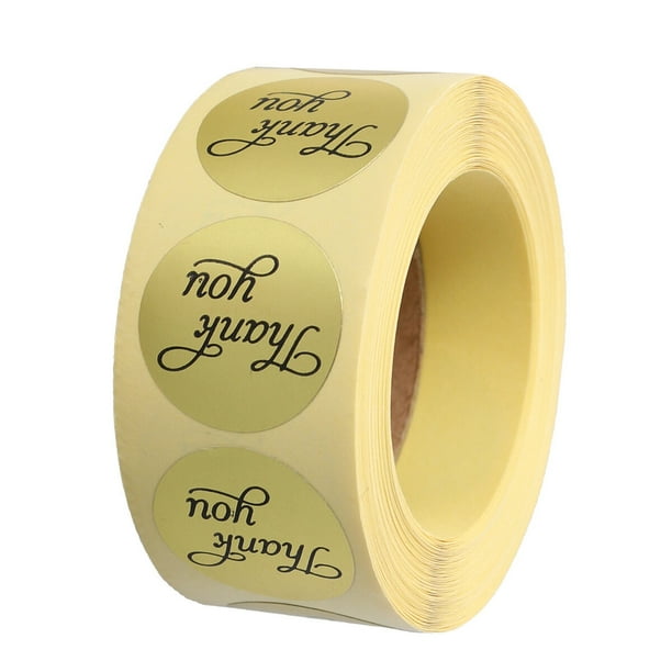 Rollo de 500 hojas de pegatinas redondas doradas con letras de agradecimiento, ideal como decoración para festivales y Acción de Gracias.