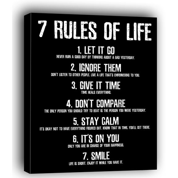 HoneyKICK 7 Reglas de la Vida (7 Rules of Life) Framed Canvas - 12.5x15 Bilingual Motivational Canvas Wall Art - Inspirational Decor for Bedroom, Office, Living Room - Latino Gift