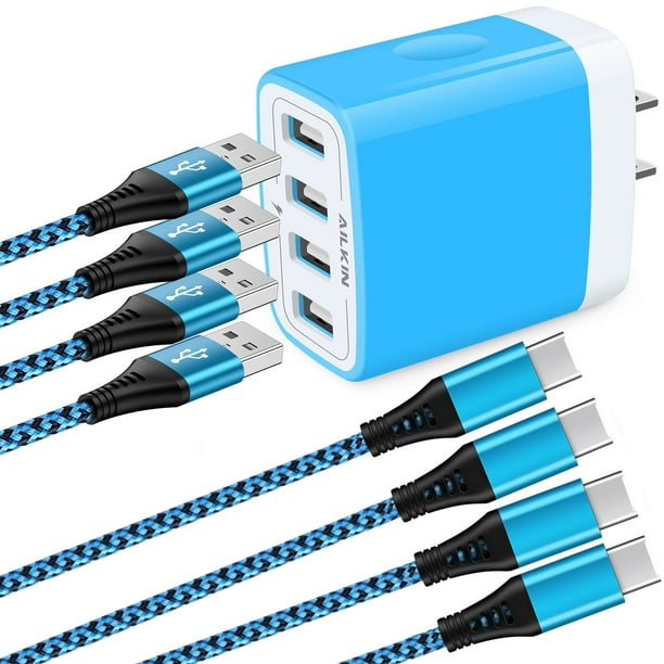 AILKIN Type C Charger Block with 4PACK Android Type C Usb C Charging