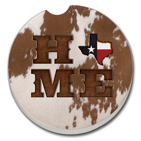 Thirstystone "Cowhide Texas Home" Single Stone Car Coaster