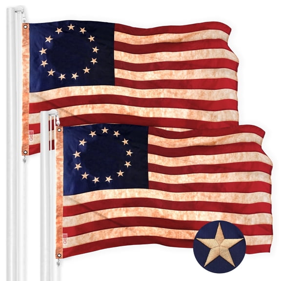 G128 - 2 Pack: Betsy Ross Tea Stained Flag 2.5x4FT Embroidered Polyester
