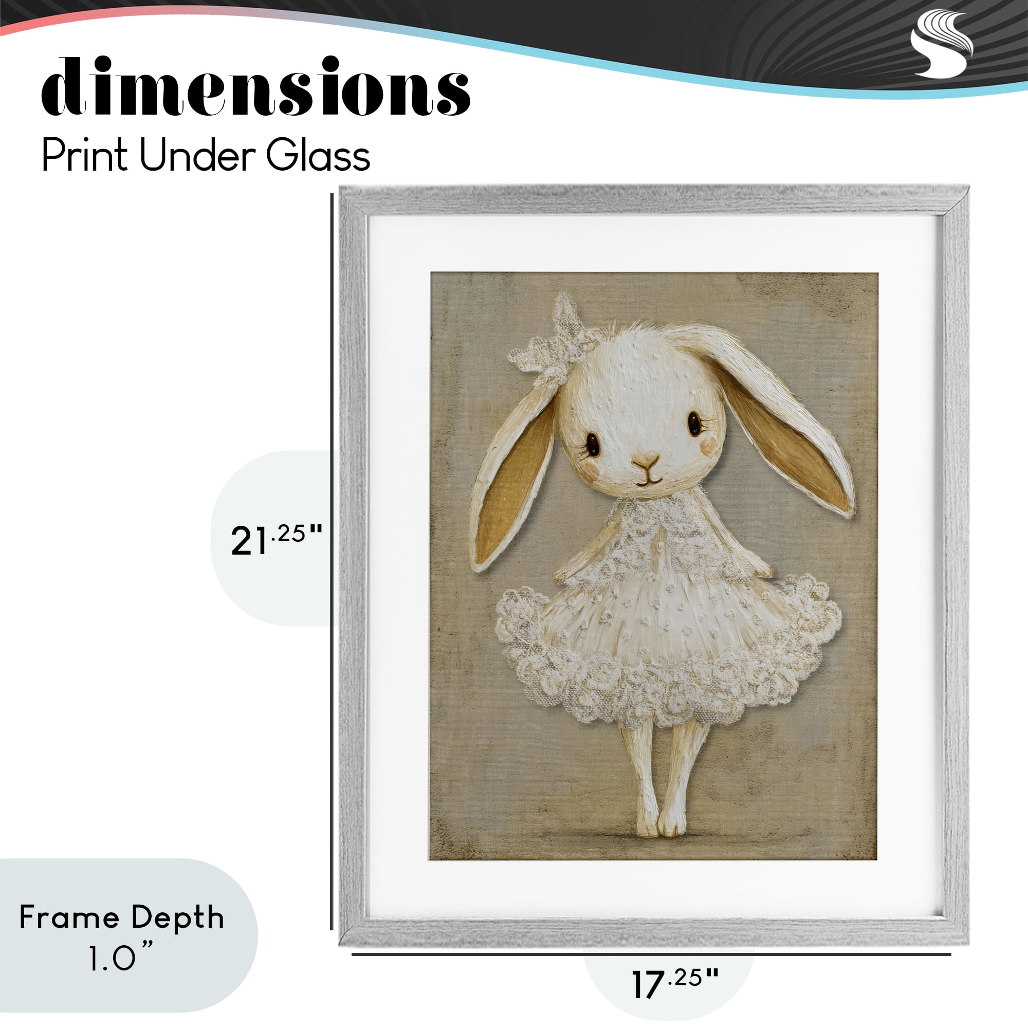 Stupell Industries Ballerina Bunny in Lace Dress Gray Framed Print Under Glass, design by Ink Drop Loft