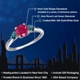 thumbnail image 2 of Gem Stone King 10K White Gold Red Ruby and Blue Diamond 3-Stone Ring for Women | 1.20 Cttw | Round 6MM | Gemstone July Birthstone | Size 6, 2 of 6