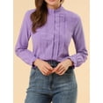 thumbnail image 5 of MODA NOVA Junior's Mock Neck Lace Button up Ruffled Long Sleeve Shirt Purple XXL, 5 of 5