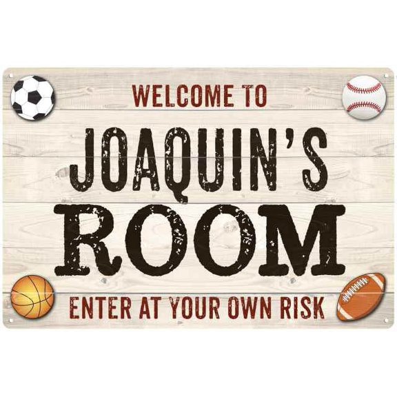 JOAQUIN'S Room Kids Bedroom Sign Boy's Gift 8x12 Metal 108120090348