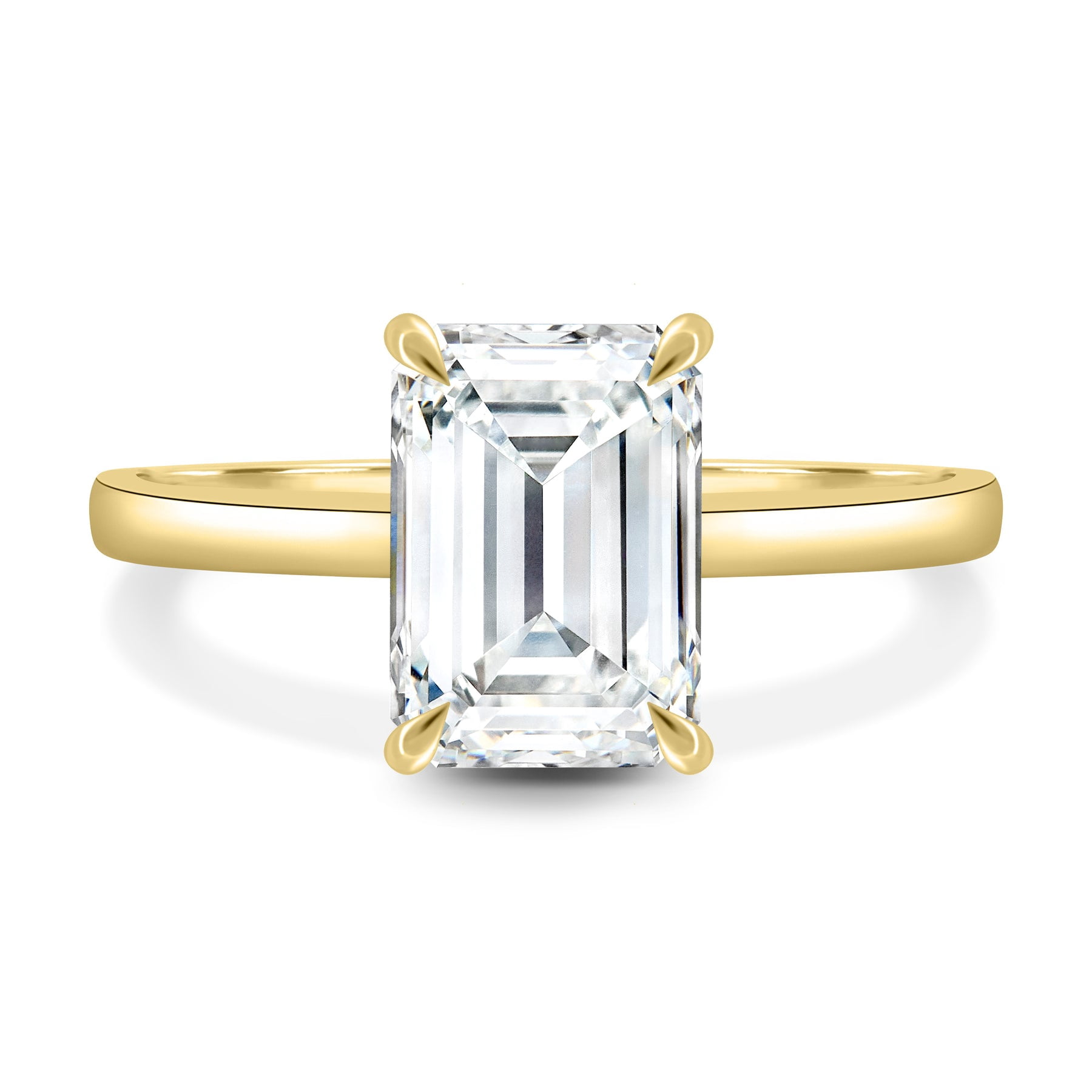 ESTE ORIGIN 2Ct Emerald Cut Moissanite Solitaire Ring in 14K Yellow Gold Emerald Ring for Women – Emerald Engagement Ring, US 7.