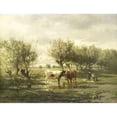 thumbnail image 2 of Gerard Bilders 24x19 Gold Ornate Framed and Double Matted Museum Art Print Titled - Cows at a Pond (1860 - 1865), 2 of 4