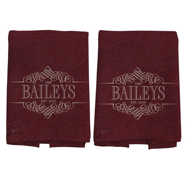 Personalized Decorative Name  Kitchen  Towel Burgundy Set  of 