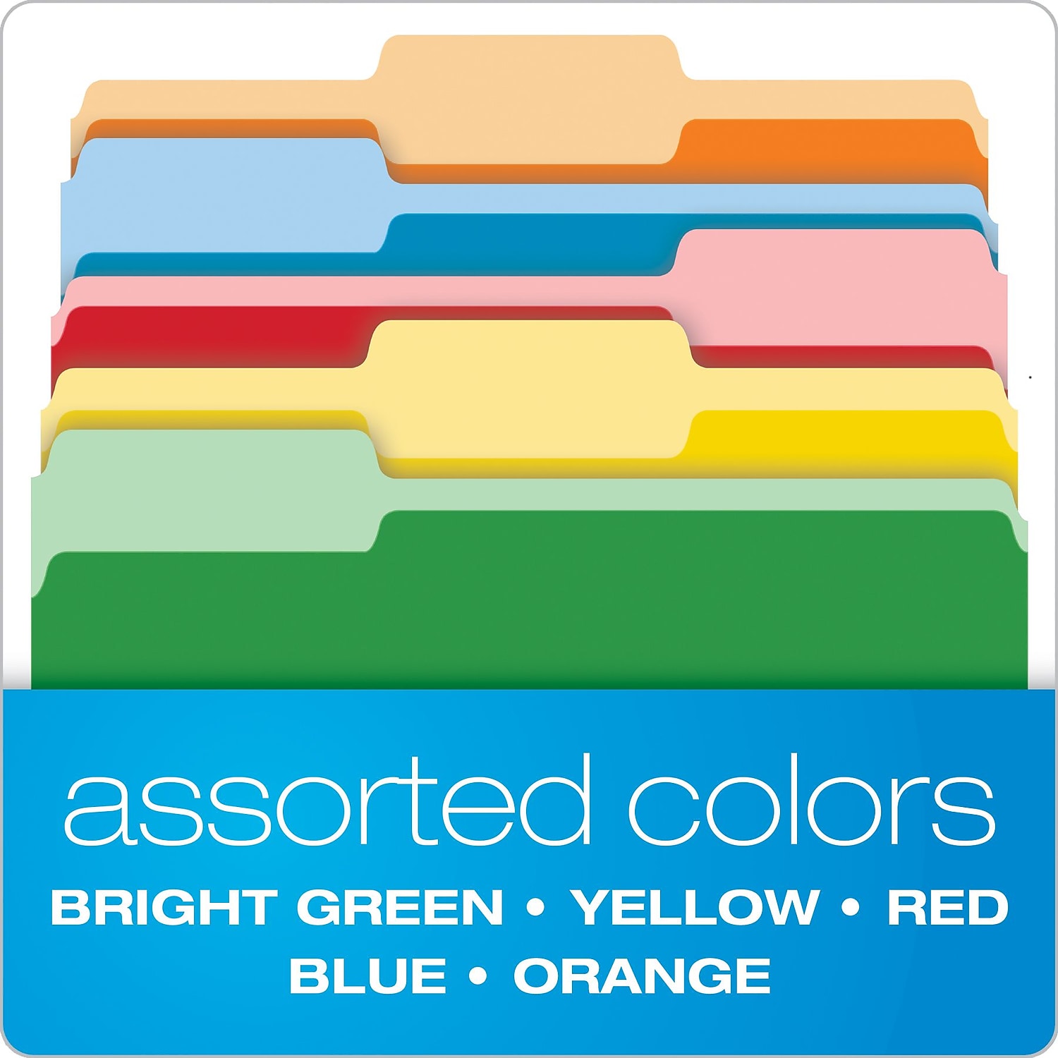 Pendaflex 54460EE 1/3-Cut Tabs: Assorted Letter Size Double Stuff File Folders - Assorted Colors (50/Pack)