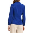 thumbnail image 3 of Allegra K Women's Button up Career Peter Pan Collar Long Bishop Sleeve Shirt, 3 of 6