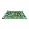 thumbnail image 2 of Ahgly Company Machine Washable Indoor Square Southwestern Turquoise Blue Country Area Rugs, 7' Square, 2 of 4