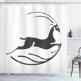 thumbnail image 1 of Antelope Shower Curtain, Monochrome Style Graphic Image of Modern Style Unfinished Animal Design, Fabric Bathroom Set with Hooks, 69W X 70L Inches, Dark Blue Grey White, by Ambesonne, 1 of 2