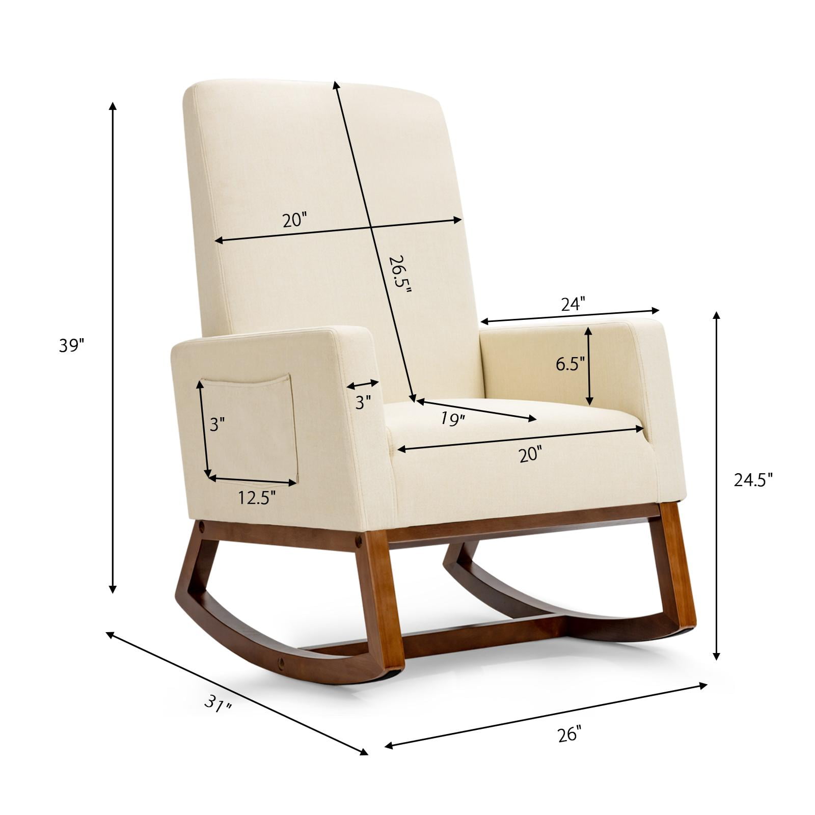 Giantex Rocking Chair, Living Room Padded Chair for Nursery, Home Office & School Use, Beige