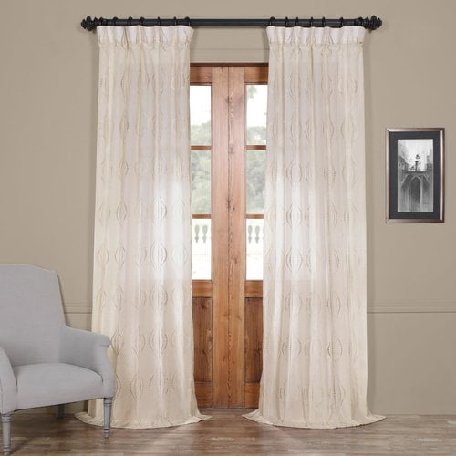 Mercer41 Seaman Embroidered Geometric Sheer Rod Pocket Single Curtain Panel Walmart Com Walmart Com