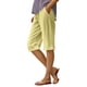 thumbnail image 1 of pantalones casuales de cintura alta de color sólido para mujer pantalones de entrenamiento 1/2 pantalones cortos amarillo/s, 1 of 5