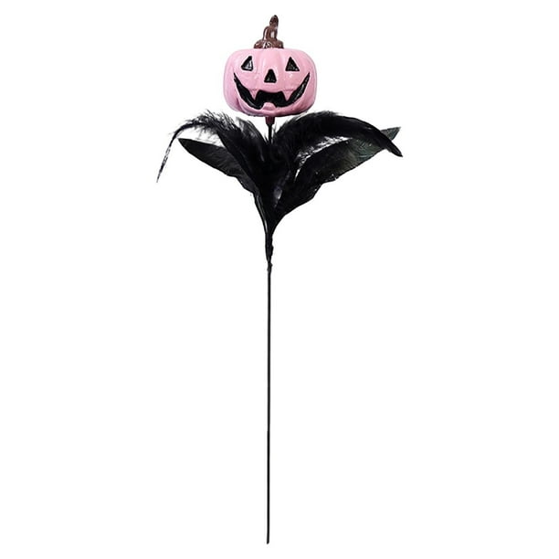 Decoraciones de Halloween, adornos de Halloween, regalos de Halloween, ramo de calabaza y calavera con plumas de Halloween, arreglo decorativo festivo y espeluznante, ramita de calavera de calabaza co