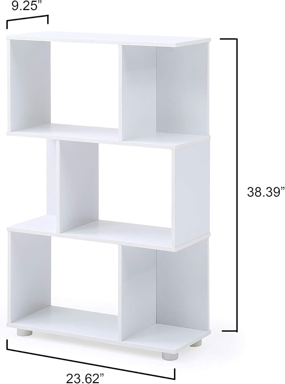MAYEERTY 3-Tier Staggered Bookshelf, Freestanding Display Storage Shelf Unit for Living Room Bedroom Home Office Small Spaces