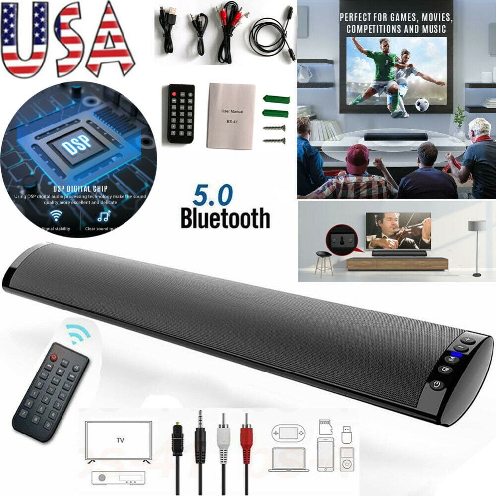 Wireless Bluetooth Speaker 40w Theater Tv Sound Bar Surround Stereo Subwoof Fm 