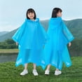 thumbnail image 2 of Faraee Raincoats for Kids Reusable Rain Ponchos with Hood and Sleeves Waterproof One Size Coats Jackets for Boys Girls (3-15T,Sky Blue), 2 of 5