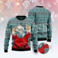 thumbnail image 2 of Suéter feo de punto divertido de Navidad de algodón con diseño de Papá Noel para mascotas, suéter informal vintage de invierno estilo Harajuku, jersey retro de manga larga con estampado 3D, 2 of 5