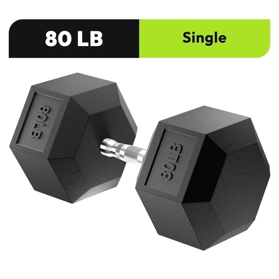 Hex Dumbbell Rubber Encased Dumbbell Strength Training Hex Dumbbell, Hand Weight For Workout & Exercise 80 lb