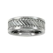Men's Tungsten 8MM Gear Pattern Wedding Band, Tungsten, Comfort-Fit