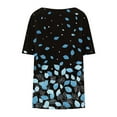 thumbnail image 5 of QUNYINEY Women Blouses Casual Floral Plus Size Short Sleeve Tops Crew Neck Pullover Pleated Loose Women Shirts, 5 of 6
